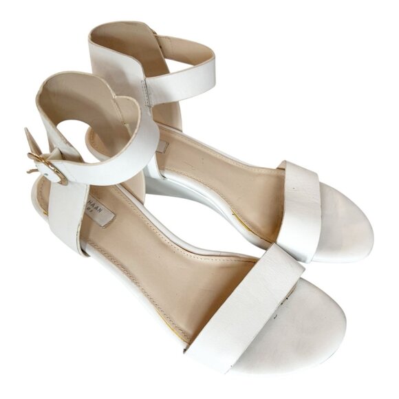 Cole Haan White Wedge Ankle Strap Open Toe Sandal Size 8 - Picture 1 of 7